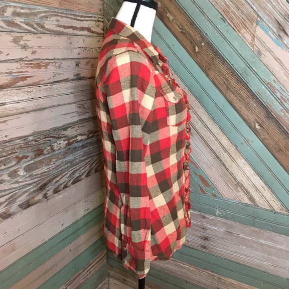 TASHA POLIZZI Red Plaid Flannel Shirt, SZ S - Picture 3 of 6